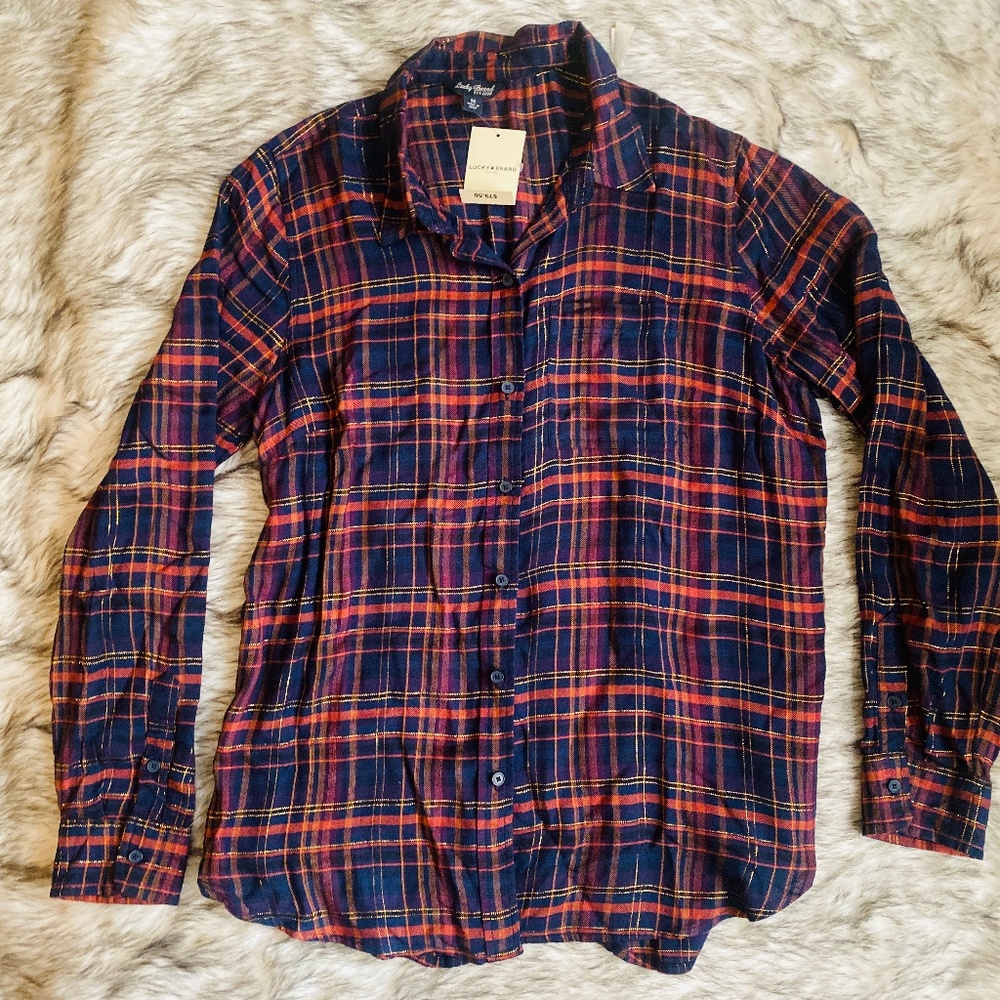 Lucky Brand - Navy & Pink Soft Flannel - M